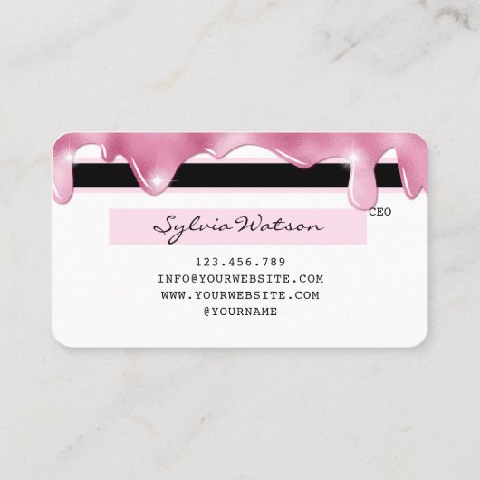 ピンクのグリッターはクレジットカードのホログラムフラッシュを乾燥させる 名刺 (裏面)