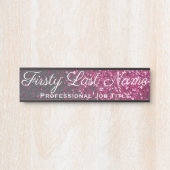 ピンクのグリッターオフィスブラックドアの署名 サインプレート (正面)