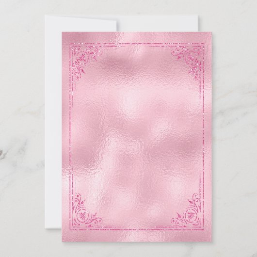 ピンクのグリッタークイーンのハートレディースゲームナイト 招待状 (裏面)