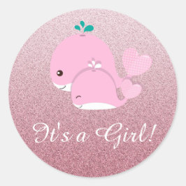 ピンクのグリッターグラデーションその女の子の赤ちゃんシャワーのシール ラウンドシール