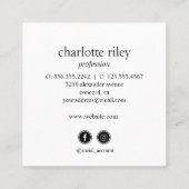 ピンクのグリッターグラデーションの筆記体QRコードのソーシャルアイコン スクエア名刺 (裏面)