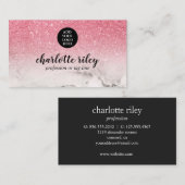 ピンクのグリッターグラデーションキュラシィあなたのロゴグラムを追加 名刺 (正面/裏面)