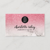 ピンクのグリッターグラデーションキュラシィあなたのロゴグラムを追加 名刺 (正面)