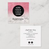 ピンクのグリッターグラデーションキュラッシーロゴのソーシャルアイコン スクエア名刺 (正面/裏面)