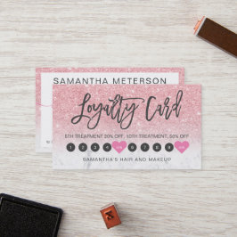 ピンクのグリッターグラデーションスクリプトのメイクアップ大理石10 ロイヤリティカード