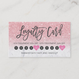 ピンクのグリッターグラデーションスクリプトのメイクアップ大理石10 ロイヤリティカード