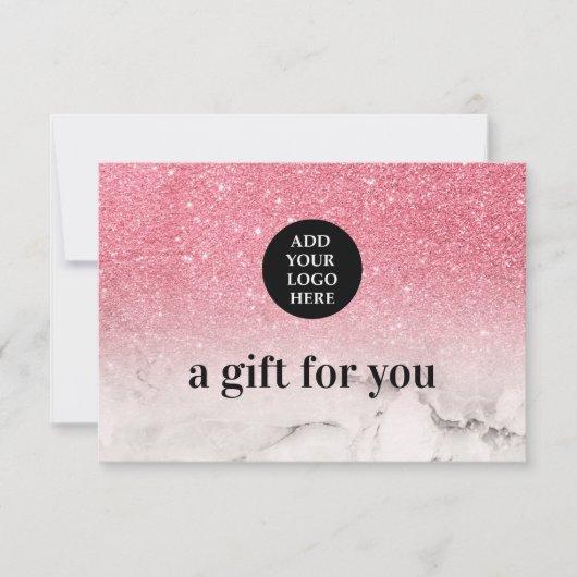 ピンクのグリッターグラデーション大理石あなたのロゴをアップロード (正面)