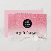 ピンクのグリッターグラデーション大理石あなたのロゴをアップロード (正面/裏面)