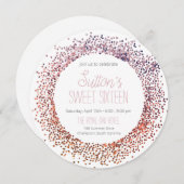 ピンクのグリッターサークル 招待状 (正面/裏面)