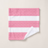 ピンクのグリッターストライプのパターン(白) バスタオルセット (ウォッシュタオル)