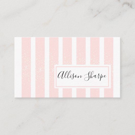 ピンクのグリッターストライプ数 名刺 (正面)