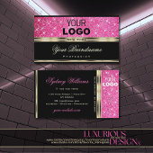 ピンクのグリッタースパークルスターにロゴ金ゴールドとブラックを追加 名刺