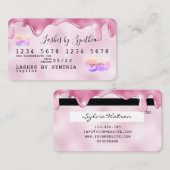 ピンクのグリッタードリップクレジットカードのホログラムの名前 名刺 (正面/裏面)