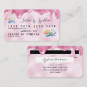 ピンクのグリッタードリップクレジットカードのホログラムの名前 名刺 (正面/裏面)