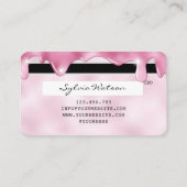 ピンクのグリッタードリップクレジットカードのホログラムの名前 名刺 (裏面)