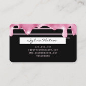 ピンクのグリッタードリップクレジットカードのホログラムの名前 名刺 (裏面)