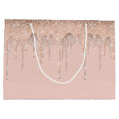 ピンクのグリッタードリップスハッピーバースデービープバッグ ラージペーパーバッグ (裏面)