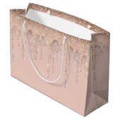 ピンクのグリッタードリップスハッピーバースデービープバッグ ラージペーパーバッグ (裏面アングル)