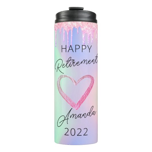 ピンクのグリッタードリップス彼女のための退職ギフト タンブラー (正面)