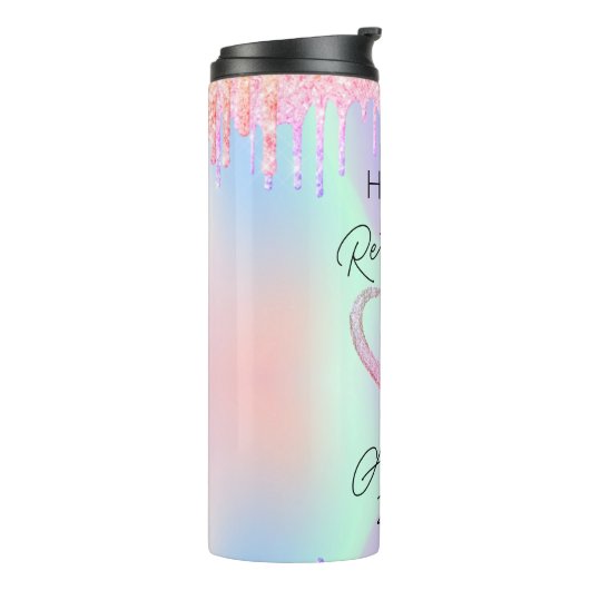 ピンクのグリッタードリップス彼女のための退職ギフト タンブラー (回転左)