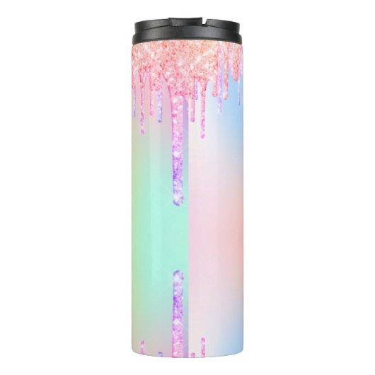 ピンクのグリッタードリップス彼女のための退職ギフト タンブラー (裏面)