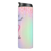 ピンクのグリッタードリップス彼女のための退職ギフト タンブラー (回転右)