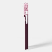 ピンクのグリッタードリップフラワーブルゴーニュ名 Case-Mate iPhoneケース (裏面 / 左)