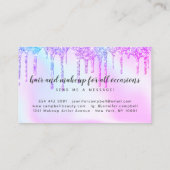 ピンクのグリッタードリップヘアホログラフィックユニコーン 名刺 (裏面)