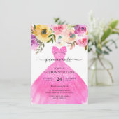 ピンクのグリッタードレスフカラフルォーラーキンセアニェラ 招待状 (スタンド正面)