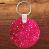 ピンクのグリッターハートパターン キーホルダー (正面)