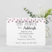 ピンクのグリッターハートベビーシャワー 招待状 (スタンド正面)