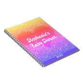 ピンクのグリッターハートモノグラムベビーシャワーギフトお願い ノートブック (右側)