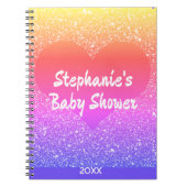 ピンクのグリッターハートモノグラムベビーシャワーギフトお願い ノートブック (正面)