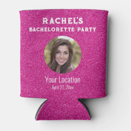 ピンクのグリッターバカレットパーティーの好意ブライド写真 缶クーラー