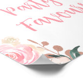 ピンクのグリッターバタフライパーティー好意誕生日サイン ポスター (角)