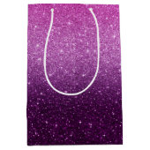 ピンクのグリッターパターン ミディアムペーパーバッグ (正面)