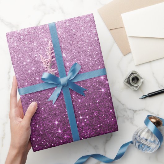 ピンクのグリッターパターン ラッピングペーパー (ギフト)