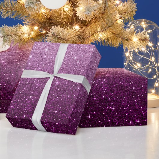 ピンクのグリッターパターン ラッピングペーパー (クリスマス)