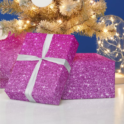 ピンクのグリッターパターン ラッピングペーパー (クリスマス)