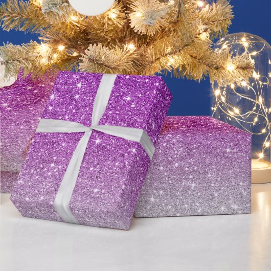 ピンクのグリッターパターン ラッピングペーパー (クリスマス)
