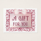 ピンクのグリッターフレーム弓ギフトカード (正面)