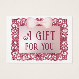 ピンクのグリッターフレーム弓ギフトカード