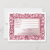 ピンクのグリッターフレーム弓ギフト証明書 (裏面)