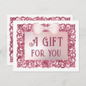 ピンクのグリッターフレーム弓ギフト証明書 (正面/裏面)