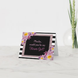 ピンクのグリッターフローラが私の花の女の子になる 招待状