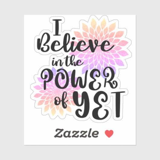 ピンクのグリッターフローラパワーのタイポグラフィ シール (シート)