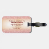 ピンクのグリッターブラシ仕上げ金属スクリプト荷物タグ ラゲッジタグ (裏面横)