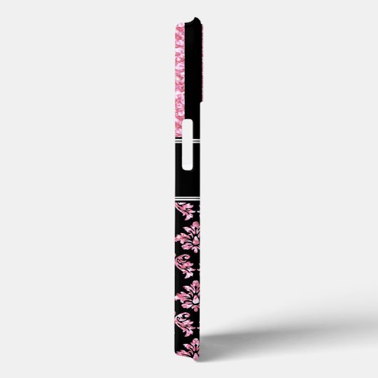 ピンクのグリッタープリントブラックダマスクあなたの名前 Case-Mate iPhoneケース (裏面 / 右)