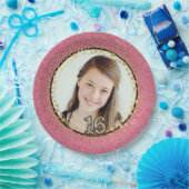 ピンクのグリッターボウル紙Pで写真の甘い16 ペーパープレート (パーティー)