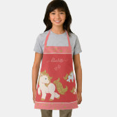 ピンクのグリッターポニーとファーストネーム小さな女の子 エプロン (インサイチュ)